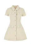 Self-portrait Cream Collared Denim Mini Dress
