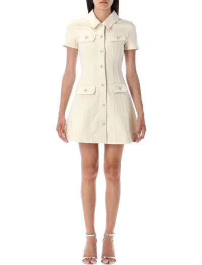 SELF-PORTRAIT CREAM DENIM MINI DRESS
