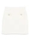 Self-portrait Textured Beige Skirt With Decorative Pockets In White