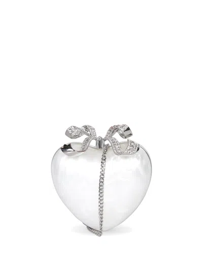 Self-portrait Cream Heart Clutch Bag In White