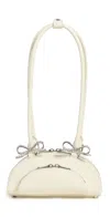 Self-portrait Cream Leather Curved Mini Shoulder Bag Beige In Beige