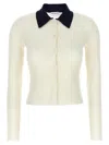 Self-portrait Self Portrait Women Wool Cardigan With Contrasting Collar In White