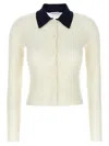 Self-portrait Self Portrait Women Wool Cardigan With Contrasting Collar In White