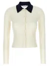 Self-portrait Self Portrait Women Wool Cardigan With Contrasting Collar In White