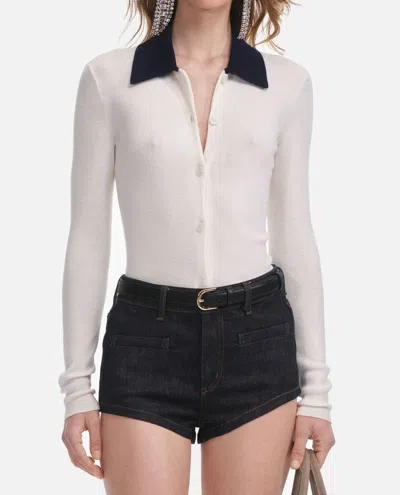 Self-portrait Cream Merino Wool Cardigan