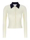 Self-portrait Cream Merino Wool Cardigan In White