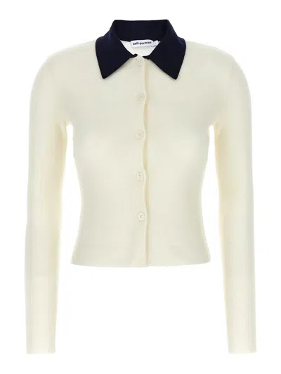 Self-portrait Cream Merino Wool Cardigan