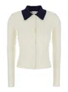 Self-portrait Cream Merino Wool Cardigan In White