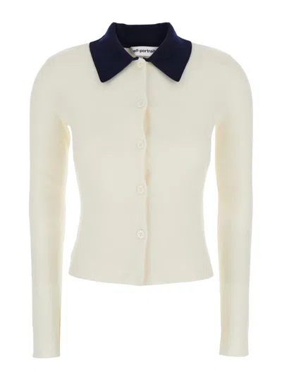 Self-portrait Cream Merino Wool Cardigan