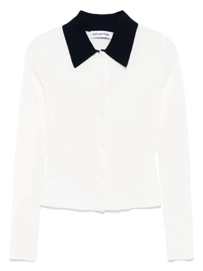 Self-portrait Cream Merino Wool Cardigan Clothing In White