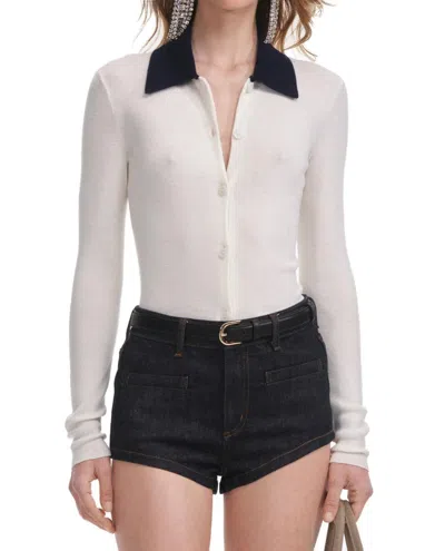 Self-portrait Cream Merino Wool Cardigan In Neutral