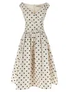 Self-portrait Cream Polka Dot Cotton Midi Dress In White