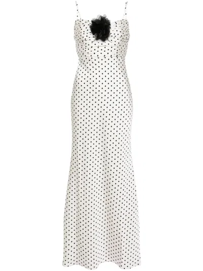 SELF-PORTRAIT SELF PORTRAIT CREAM POLKA DOT SATIN MAXI DRESS