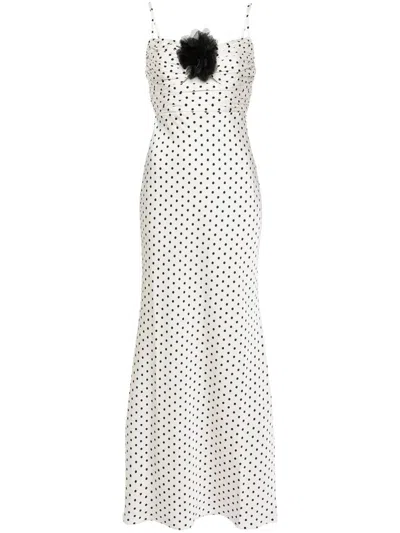 SELF-PORTRAIT SELF-PORTRAIT CREAM POLKA DOT SATIN MAXI DRESS CLOTHING