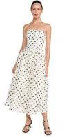 Self-portrait Cream Polka Dot Taffeta Midi Dress Cream In Cream