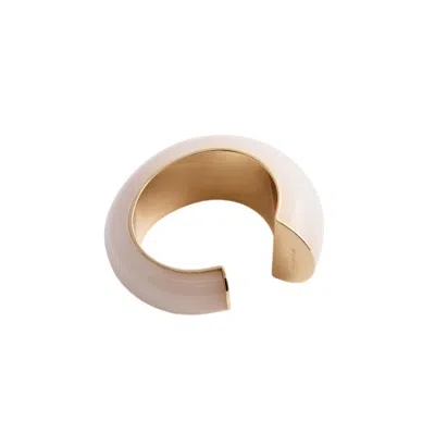 Self-portrait Cream Resin Cuff In Gold