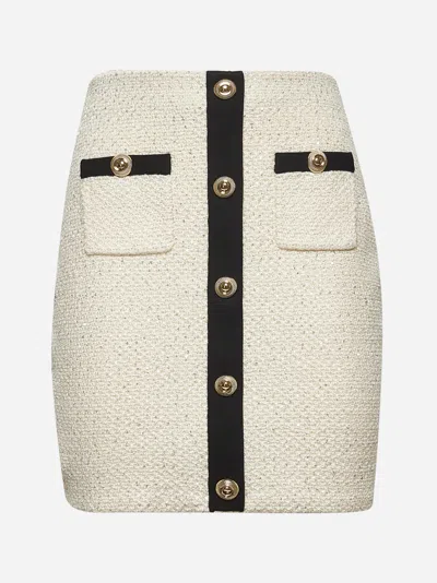 SELF-PORTRAIT CREAM SEQUIN KNIT MINI SKIRT