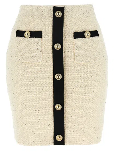 SELF-PORTRAIT SELF-PORTRAIT 'CREAM SEQUIN KNIT MINI' SKIRT