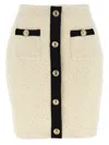 Self-portrait Sequin-embellished Knitted Mini Skirt In Neutral