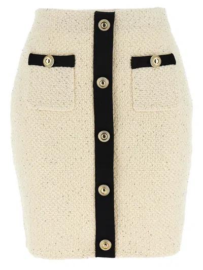 SELF-PORTRAIT SELF-PORTRAIT 'CREAM SEQUIN KNIT MINI' SKIRT