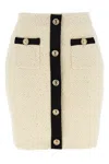 Self-portrait Sequin-embellished Knitted Mini Skirt In Neutral