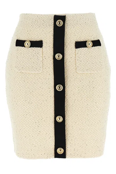 SELF-PORTRAIT SELF PORTRAIT 'CREAM SEQUIN KNIT MINI' SKIRT