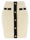 Self-portrait 'cream Sequin Knit Mini' Skirt In White