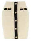 Self-portrait Sequin-embellished Knitted Mini Skirt In White/black