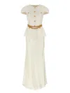 Self-portrait Chain Belt Maxi Dress In Neutral