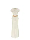 Self-portrait Chain Belt Maxi Dress In Neutral