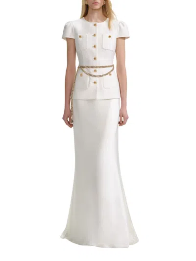 Self-portrait Chain Belt Maxi Dress In White