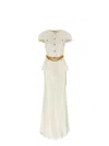 Self-portrait Cream Taffeta Chain Belt Maxi Dress