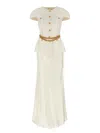 Self-portrait Chain Belt Maxi Dress In Neutral