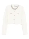 Self-portrait Cream Textured Knit Sweaters And Cardigans White In White