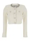 Self-portrait Cream Textured Knit Sweaters And Cardigans White In White