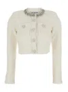 Self-portrait Cream Textured Knit Sweaters And Cardigans White In White