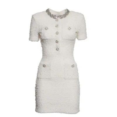 Self-portrait Mini Dress With Buttons In Neutral