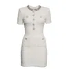 Self-portrait Cream Textured Knit Mini Dress In White