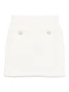 Self-portrait Textured Beige Skirt With Decorative Pockets In Gold