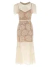 Self-portrait Cream Tulle Lace Midi Dress In Brown