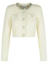 Self-portrait Cream Textured Knit Sweaters And Cardigans White In White