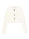 Self-portrait Womens Cream Cropped Embellished Stretch-wool Blend Cardigan In White
