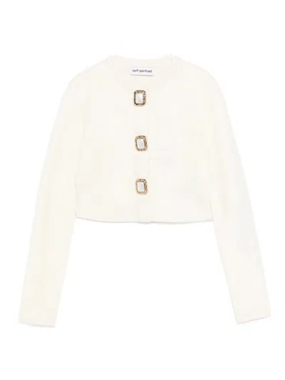 SELF-PORTRAIT SELF-PORTRAIT CREAM WOOL CARDIGAN CLOTHING