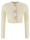 Self-portrait Cream Wool Cardigan In White