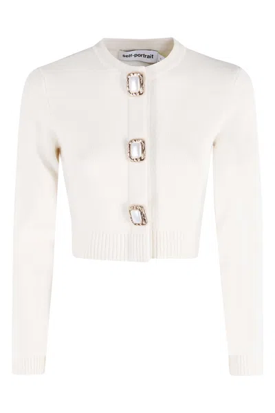 SELF-PORTRAIT CREAM WOOL CARDIGAN
