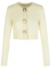 Self-portrait Cream Wool Knit Cardigan In Neutral