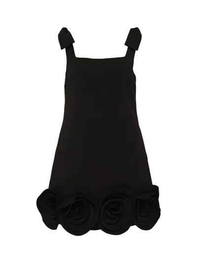 Self-portrait Womens Black 3d Flower Crepe Mini Dress