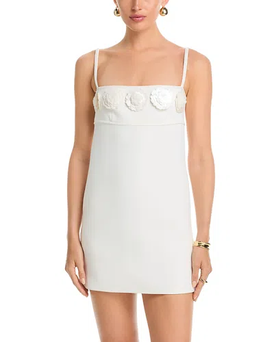 Self-portrait Crepe 3d Sequin Flower Mini Dress In White