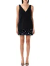 Self-portrait Sequined Crepe Mini Dress In Black
