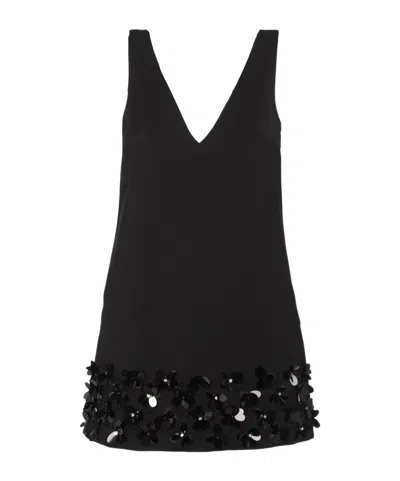 Self-portrait Embellished Satin-crepe Mini Dress In Black